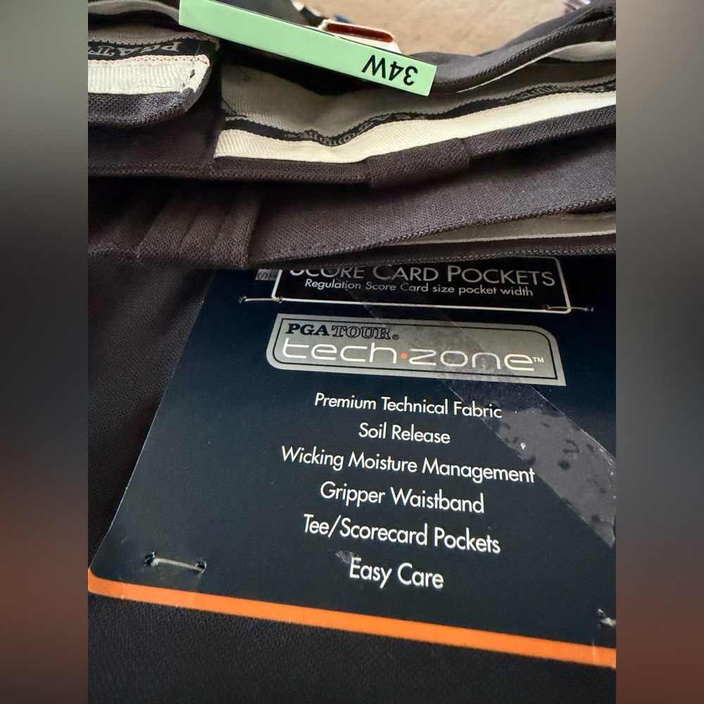 PGA Tour Tech-Zone Gray Golf Pants - 34W